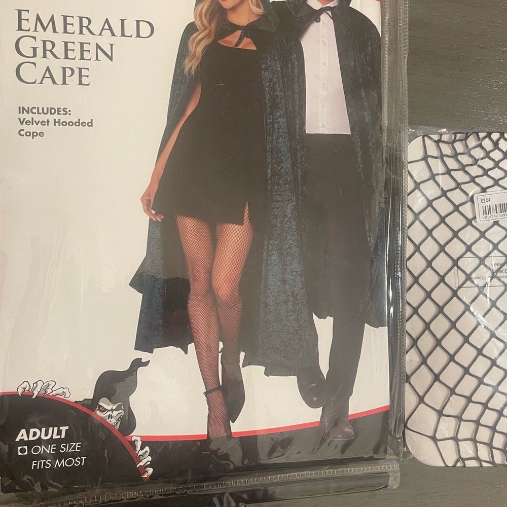 Emerald Green Velvet Hooded Cape